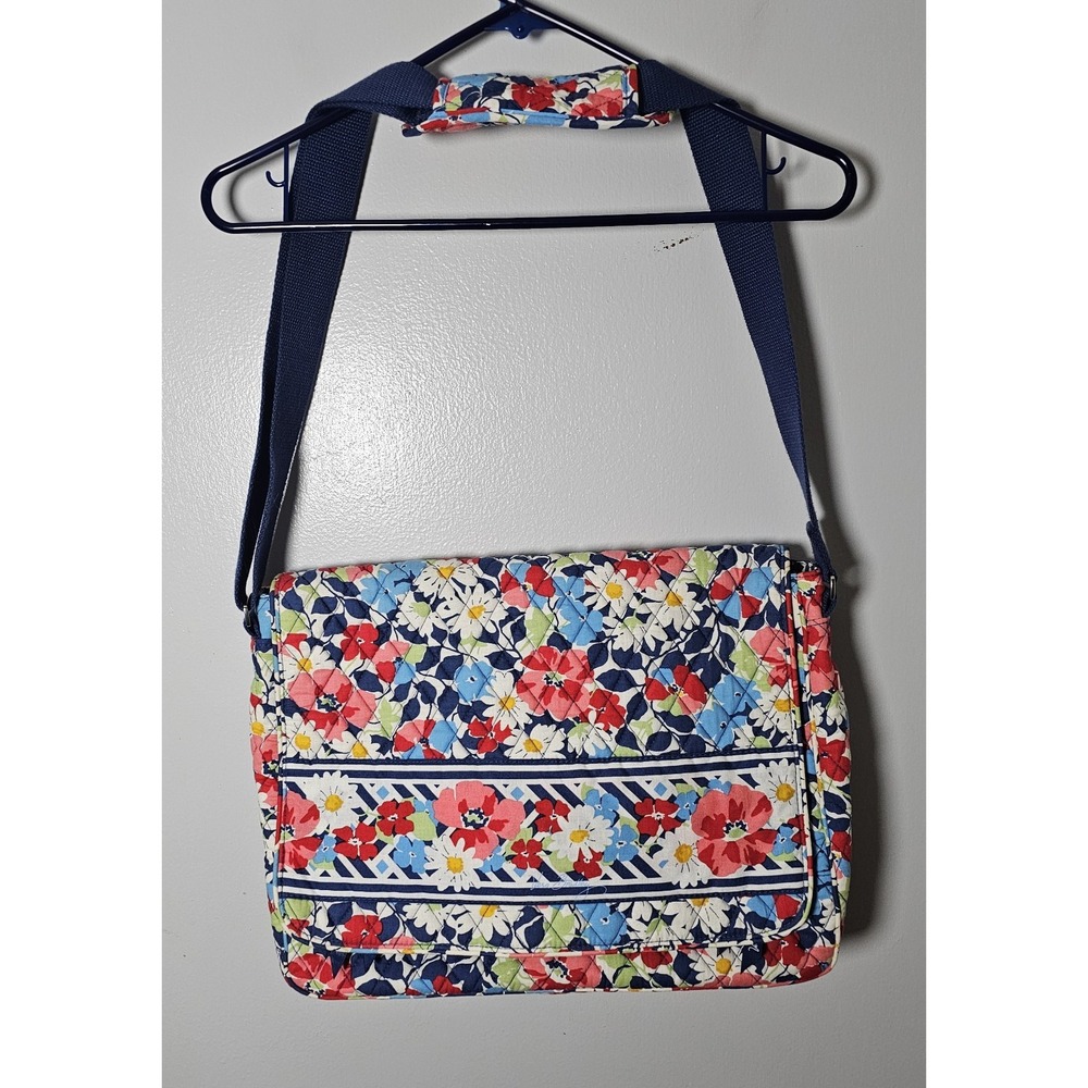 Vera Bradley Crossbody Summer Cottage Floral Messenger Laptop Work Office Bag